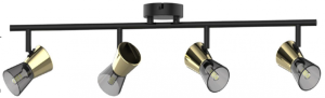 Zuma Line Cento Lampa sufitowa reflektorki na listwie kolor czarny mat/złoty metal/szkło, 4*G9 IP20 - TK220532-4BG
