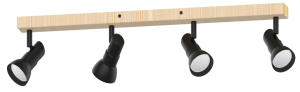 Zuma Line Triest Lampa sufitowa reflektorki na listwie kolor czarny mat/drewno metal, 4*GU10 IP20 - JP01A-SP-04AS-BWD.373