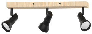 Zuma Line Triest Lampa sufitowa reflektorki na listwie kolor czarny mat/drewno metal, 3*GU10 IP20 - JP01A-SP-02-BWD.350