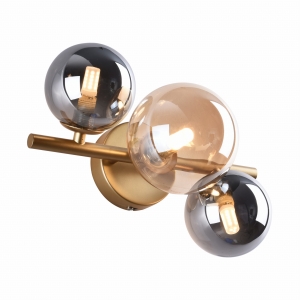 Zuma Line Villa Kinkiet lampa ścienna kolor złoty/szary, bursztyn metal/szkło, 3*G9 IP20 - MB5918-3-EGN