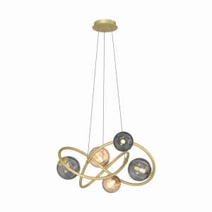 Zuma Line Arlon Lampa wisząca kolor złoty mat/dymne szare szkło, bursztynowe szkło metal/szkło, 5*G9 IP20 - MD4922-5-EGBDN