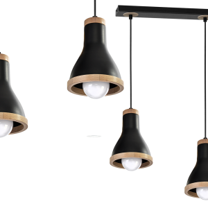Milagro Lampa wisząca HOLLY BLACK / WOOD 3xE27 60W MLP6256