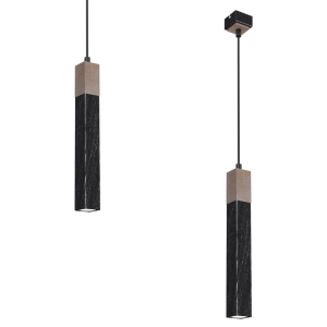 Milagro Lampa wisząca SOLO SAWN BLACK / PATINATED WOOD 1x mini GU10 MLP7469