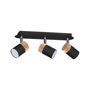 Milagro Lampa sufitowa JOKER BLACK/WOOD 3xGU10 MLP6304