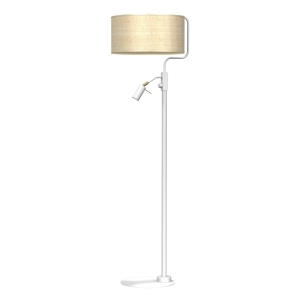 Milagro Lampa podłogowa MARSHALL WHITE / RATTAN 1xE27 + 1x mini GU10 MLP7492