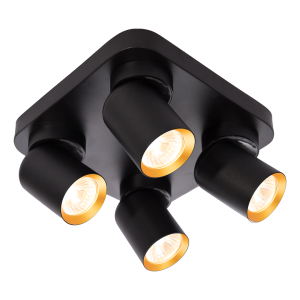 Milagro Lampa Sufitowa Andy 4xGU10 Kwadrat Czarny + Złoty ML9941