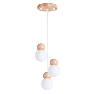 Lampa wisząca PEKKA 3P biała/naturalne drewno G9 3x8W SL.1391 SOLLUX