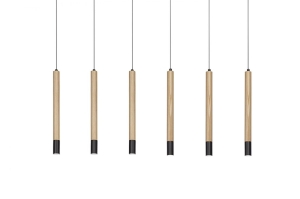 Lampa wisząca IZOLDA 6 drewno / czarny AZ3340 Azzardo