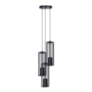 Czarna lampa wisząca na okrągłej podsufitce K-4932 z serii FALCON Kaja Lighting