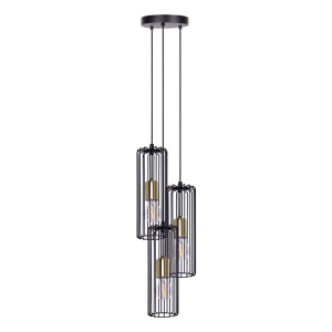 Czarno-złota lampa wisząca na okrągłej podsufitce K-4937 z serii GABIA Kaja Lighting