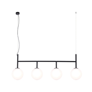 Szeroka czarna lampa z białymi kloszami nad stół K-4883 z serii FARO Kaja Lighting