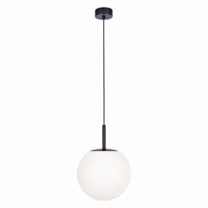 Czarna lampa wisząca z dużym białym kloszem K-4887 z serii FARO Kaja Lighting