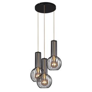 Lampa z czarno-złotymi drucianymi kloszami K-4522 z serii ARVI BLACK Kaja Lighting