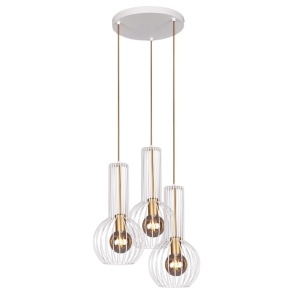 Biało-złota, druciana lampa wisząca do sypialni K-4527 z serii ARVI WHITE Kaja Lighting