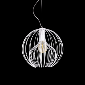 Lampa wisząca z dekoracyjnym, drucianym kloszem K-3405 BIAŁY z serii TORI Kaja Lighting