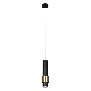 Czarna lampa wisząca tuba ze złotym zdobieniem K-4716 z serii PERN Kaja Lighting