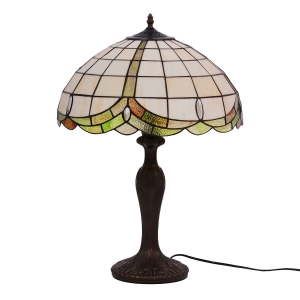 Lampka stołowa z szerokim, witrażowym kloszem K-G162166 z serii PAPI Kaja Lighting