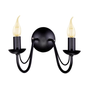 Dwuramienny, czarny kinkiet w stylu rustykalnym K-3994 z serii BARTEZ Kaja Lighting