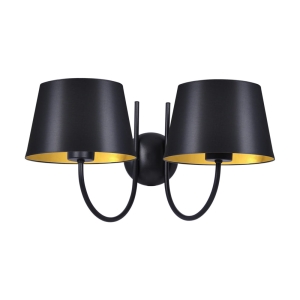 Czarno-złoty podwójny kinkiet ścienny z abażurem K-4338 z serii SASTO Kaja Lighting
