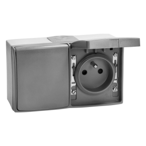 Gniazdo podwójne 2x2P+Z AQUATIC PRO IP55  OR-OE-7406/GR hermetyczne szaro-grafitowe Orno