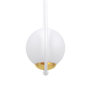 Biała lampa wisząca ze złotym, ozdobnym elementem K-5300 z serii ARLENA Kaja Lighting
