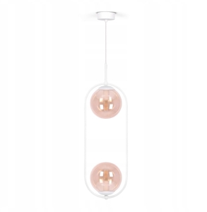 Biało-bursztynowa lampa wisząca z dwoma kloszami K-5305 z serii ARLENA Kaja Lighting