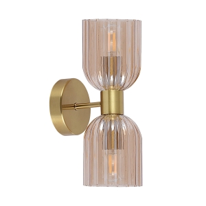 Elegancki kinkiet z nowoczesnymi ozdobnymi kloszami Piega złoto bursztynowy  LP-939/2W amber Light Prestige