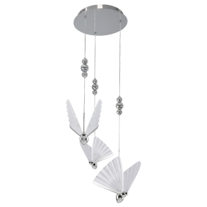Elegancka lampa z trzema wiszącymi chromowanymi motylami LED CCT LP-1715/3P CH Light Prestige