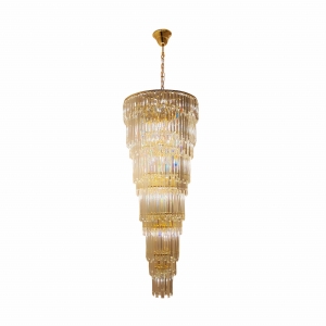 Lampa wisząca elegancki żyrandol szklany 2m LUXE Złoty E14 19002/40-GLD Zuma Line