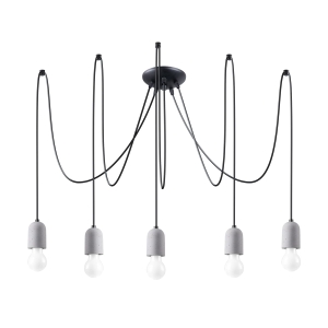 Żyrandol NESO 5 szary/czarny E27 5x15W IP20 SL.1161 SOLLUX