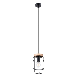 Lampa wisząca GOTTO 1 czarny/drewno E27 1x15W IP20 SL.1263 SOLLUX