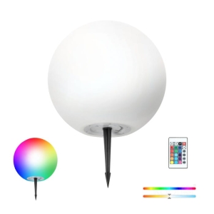 Kula lampa ogrodowa solarna 30cm 5W barwa ciepła + RGB z pilotem