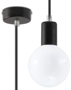 Lampa wisząca EDISON czarna E27 1x60W IP20 SL.0152 SOLLUX