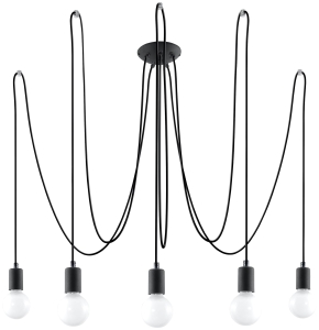Żyrandol EDISON 5 czarny E27 5x60W IP20 SL.0371 SOLLUX