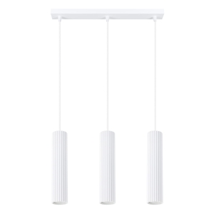 Lampa wisząca trzypunktowa biała KARBON z 3 białymi kloszami tubami SL.1537 SOLLUX