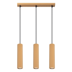 Stylowa lampa wisząca złota z trzema złotymi kloszami, seria KARBON nad stół SL.1556 SOLLUX