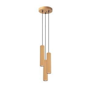 Ozdobna lampa wisząca KARBON, zwisy na złotej rozecie ryflowane klosze SL.1557 SOLLUX