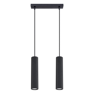Lampa wisząca z dwoma zwisami i czarnymi ryflowanymi kloszami, seria KARBON SL.1574 SOLLUX
