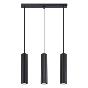Minimalistyczna lampa wisząca KARBON z trzema zwisami i czarną podsufitką 3xGU10  SL.1575 SOLLUX