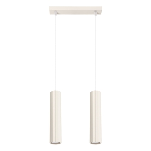 Lampa wisząca z dwoma zwisami i beżowymi ryflowanymi kloszami, seria KARBON SL.1593 SOLLUX