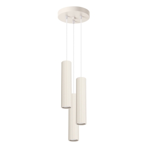 Lampa wisząca trzy cylindryczne beżowe klosze z eleganckim żłobieniem KARBON na GU10 SL.1595 SOLLUX