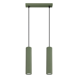 Lampa wisząca z dwoma zwisami i zielonymi ryflowanymi kloszami, seria KARBON SL.1612 SOLLUX