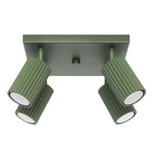 Sufitowa lampa cztery reflektorkami na kwadratowej rozecie zieleń seria KARBON 4xGU10 SL.1621 SOLLUX