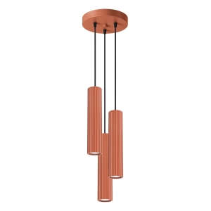 Lampa wisząca cylindryczne czerwone klosze z nowoczesnymi żłobieniami KARBON 3xGU10 SL.1633 SOLLUX