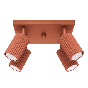 Sufitowa lampa cztery reflektorkami na kwadratowej czerwonej rozecie KARBON 4xGU10 SL.1640 SOLLUX