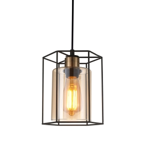 Lampa wisząca KALULA 1xE27 PND-78901-1-BK+AMB Italux