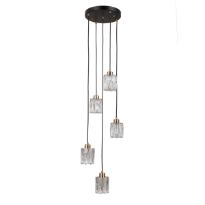 Lampa wisząca TORNO 5xE14 PND-40813-5R-BK-HBR Italux