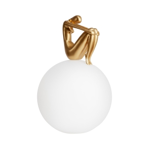 Lampa stołowa WOMAN-2 ,47 cm -złota figura, biały klosz ST-6022-B gold Step into Design