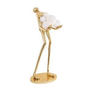 Lampa podłogowa WOMAN 180 cm –  złota figura kobiety z białymi kloszami  F9312 gold Step into Design