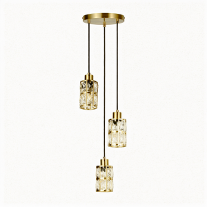 Lampa wisząca LIRA 3, złota, kryształowe klosze LP-2024/3P GD Light Prestige